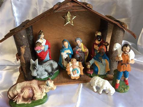 vintage nativity scene set|More.